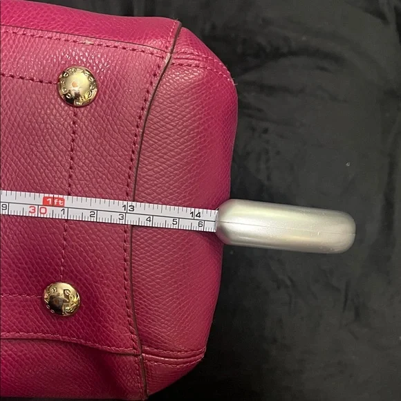 Coach Magenta Leather Satchel with Scarf Accent Key Holder CALLOUTS - Picture 15 of 16
